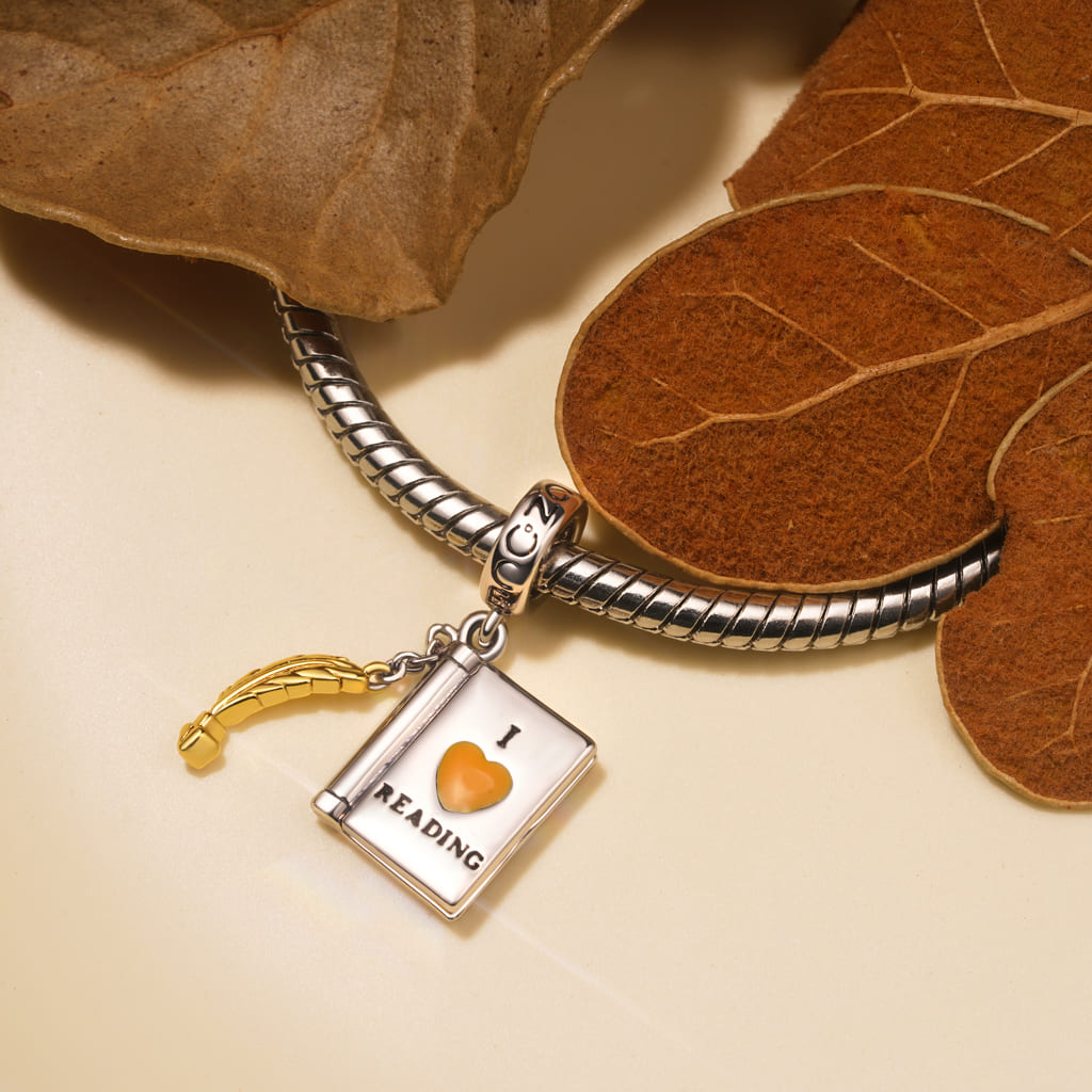Gnoce “I lOVE READING" Openable Book Charm Platinum-plated Silver Blend_5