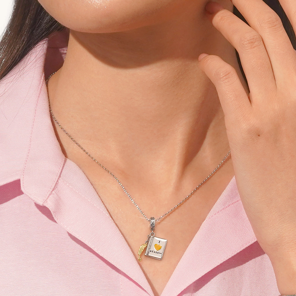 Gnoce “I lOVE READING" Openable Book Charm Platinum-plated Silver Blend_7