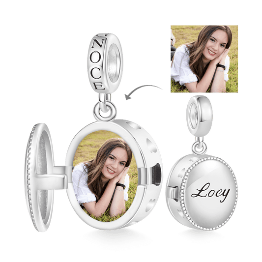 Gnoce Openable Rose Personalized Photo Engravable Pendant Dangle Charm_2