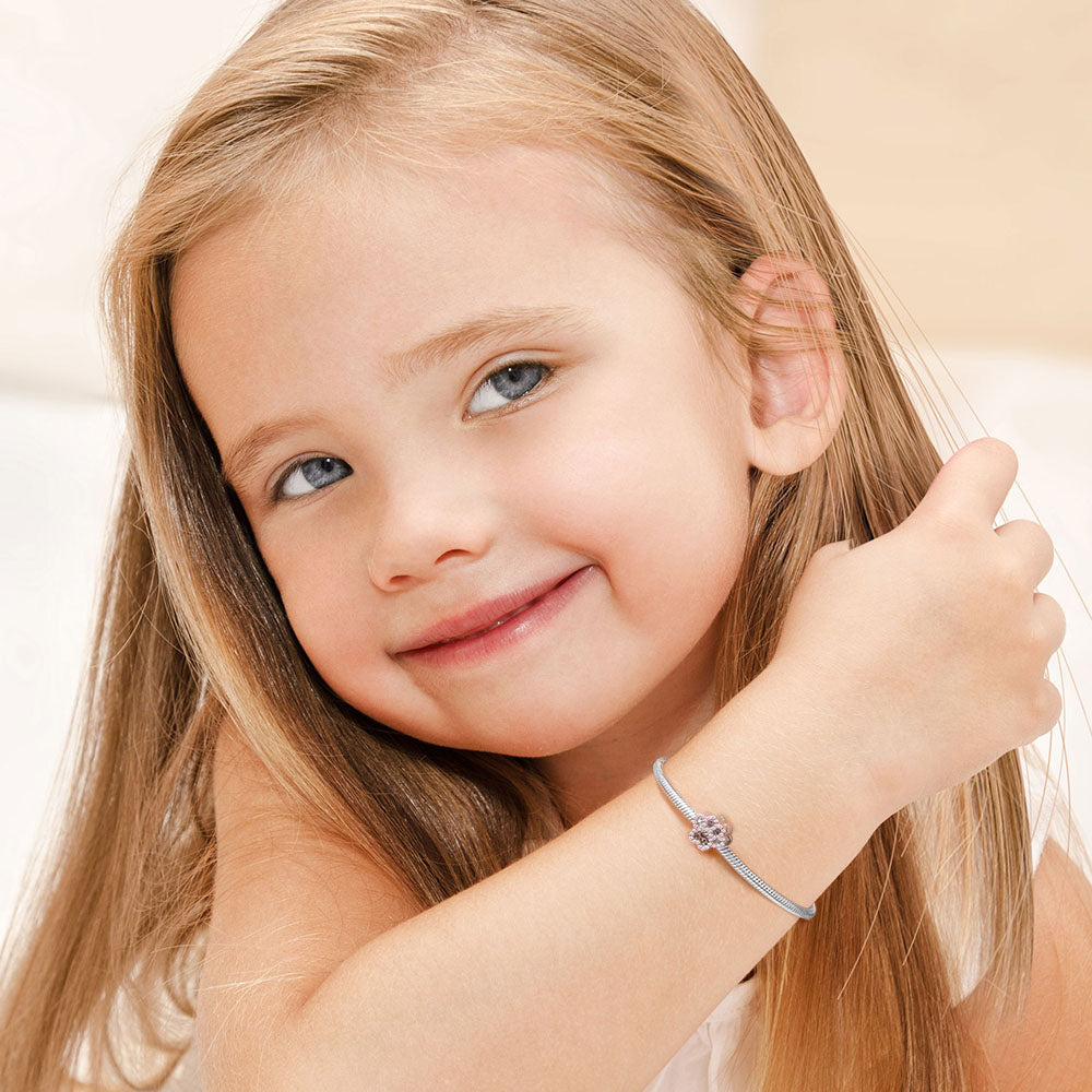 Crystal Pink Paw Charm Bead Sterling Silver_3