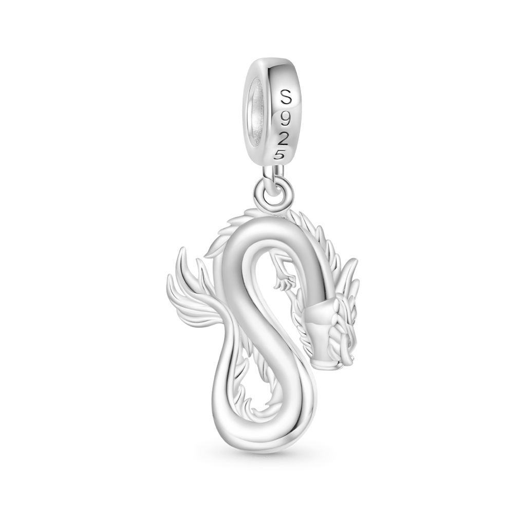 Gnoce Sparkling Silver Dragon Pendant Dangle Charm_2