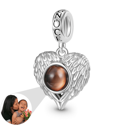 Gnoce Projection Heart Personalized Photo Charm Platinum-plated Silver Blend_1