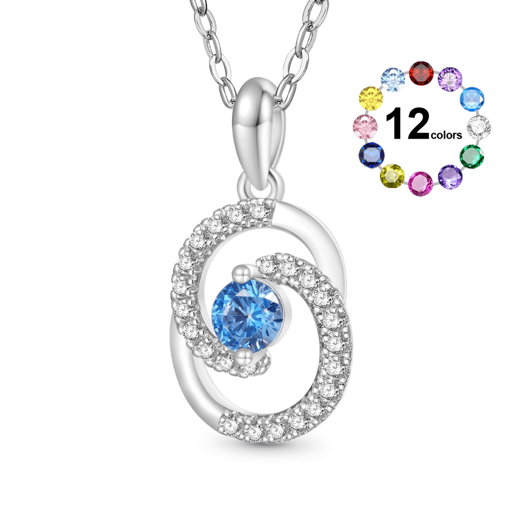 Gnoce Birthstone Heart of the Ocean Round Necklace_1