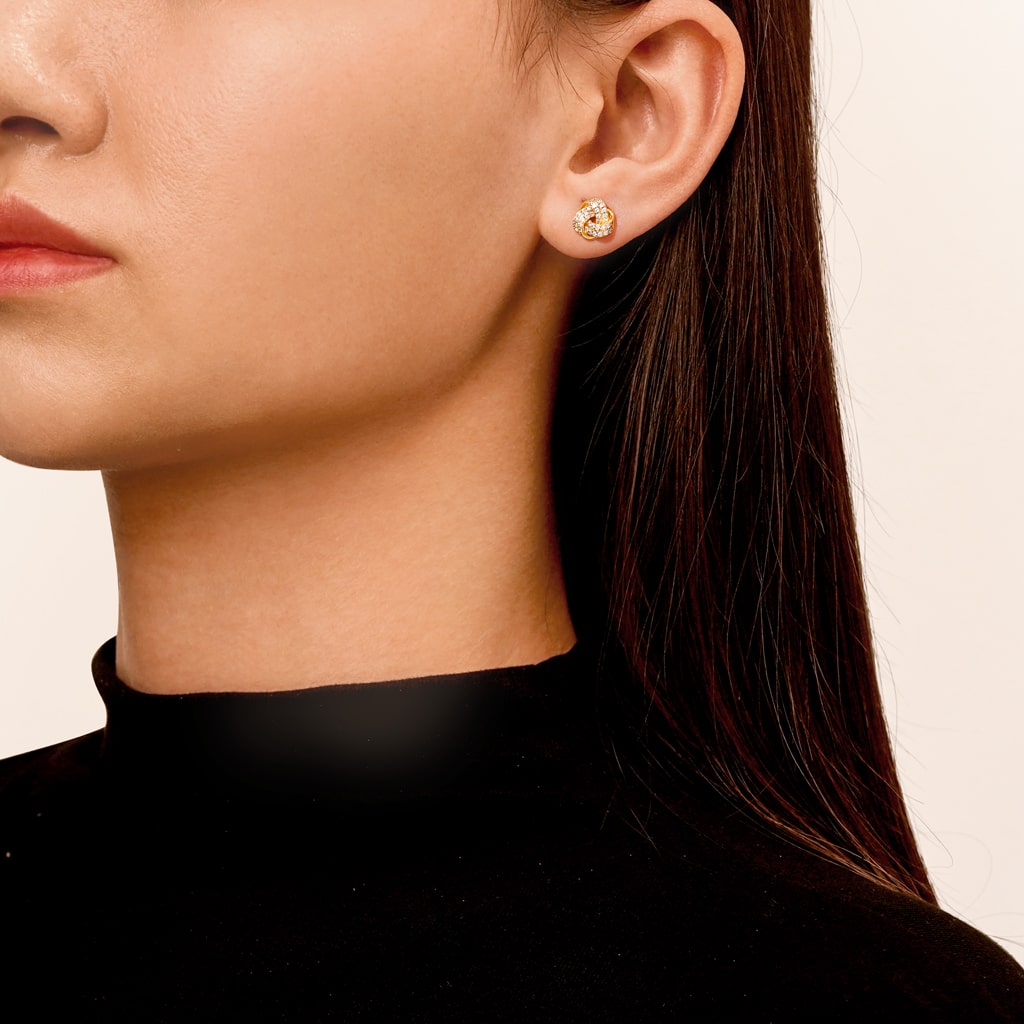 Gnoce Diamond Love Knot Stud Earrings_6