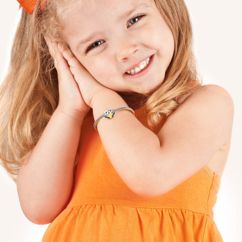 Hamburger Embraces Heart Gemstone Charm Bead 925 Sterling Silver with Colorful Enamels_3