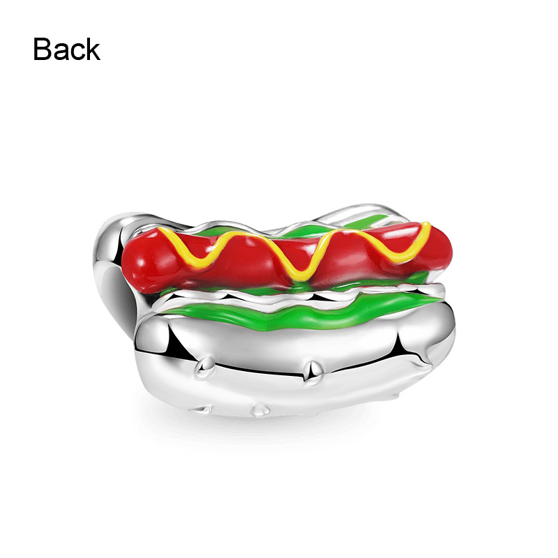 Hot Dog Embraces Heart Gemstone Charm Bead 925 Sterling Silver_2