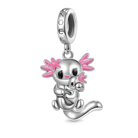 Gnoce Embrace Love Sakura Mexican Axolotl & Baby Pendant Dangle Charm_1