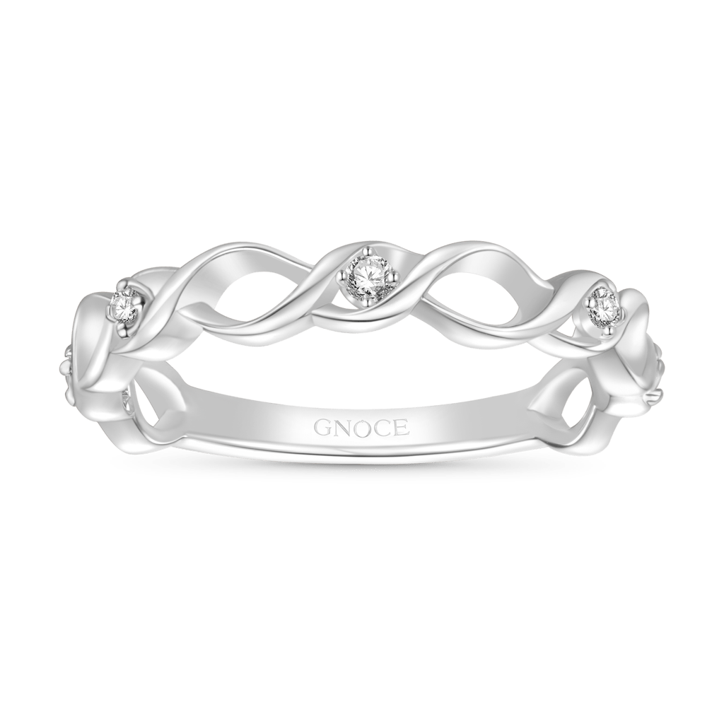 Gnoce Eternity Anniversary Twist Band Ring Platinum-plated Silver Blend_1