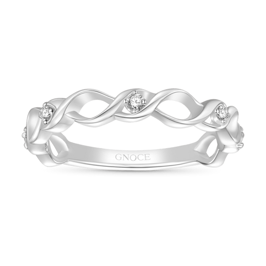 Gnoce Eternity Anniversary Twist Band Ring Platinum-plated Silver Blend_1