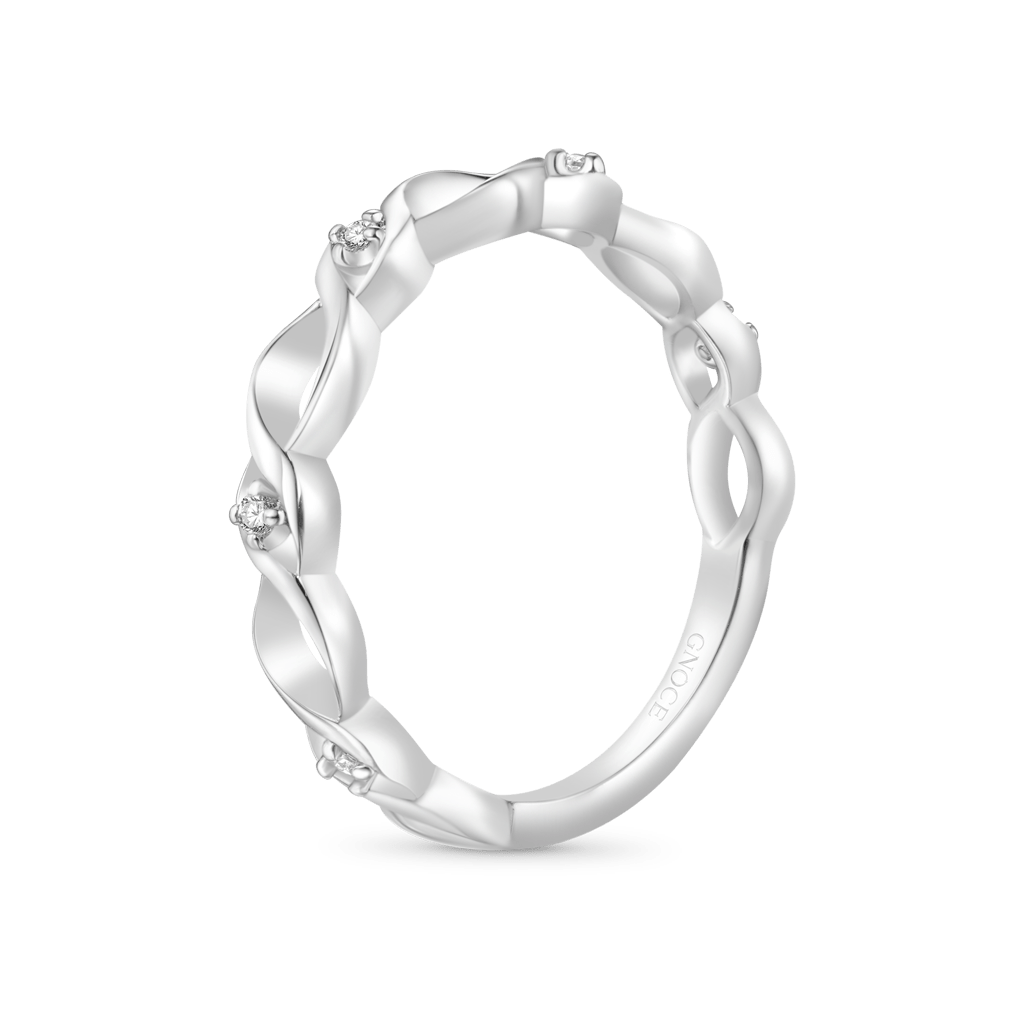Gnoce Eternity Anniversary Twist Band Ring Platinum-plated Silver Blend_2