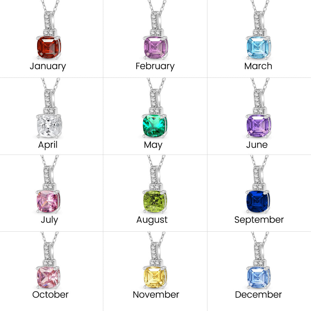 Gnoce Square-shaped Birthstone Dangle Necklace_6