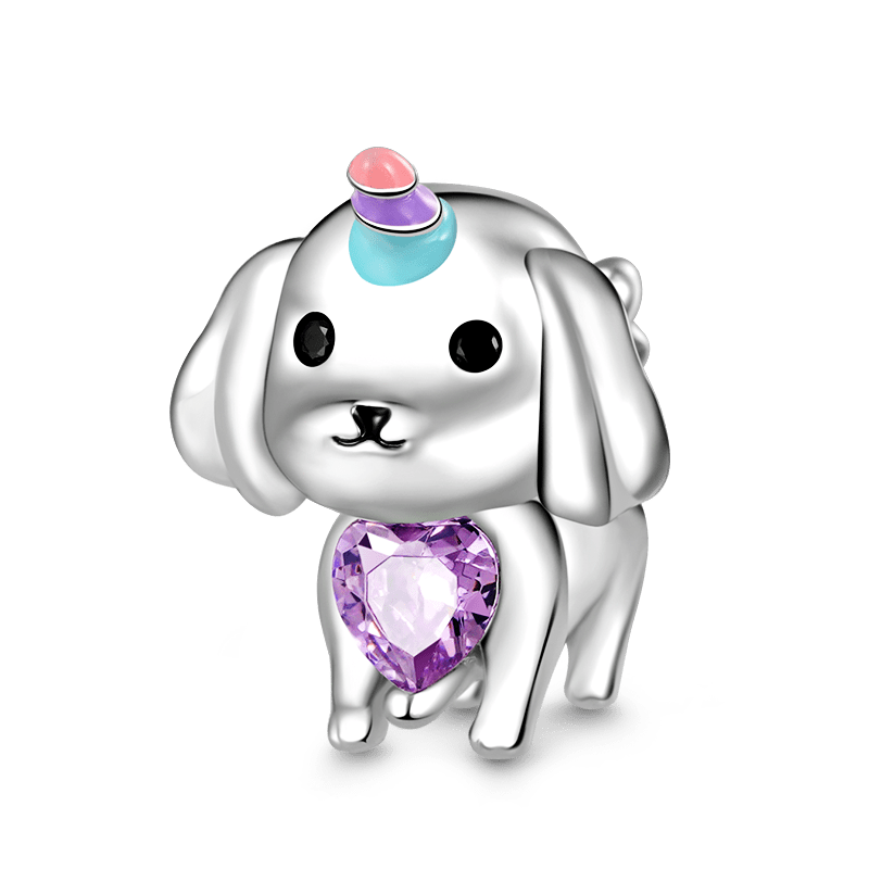 Gnoce Unicorn Dog Embraces Heart Gem Charm_1