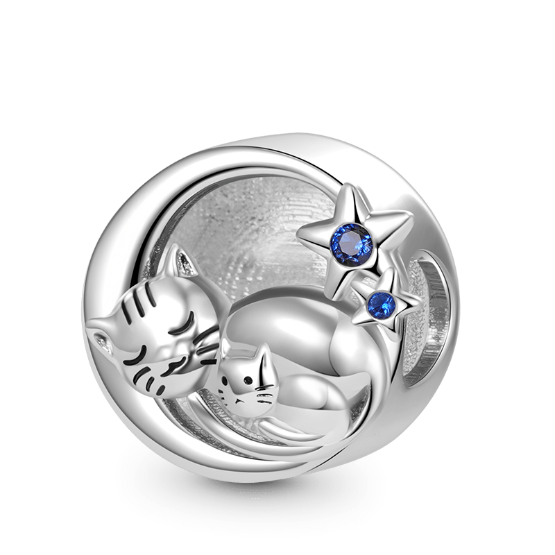Gnoce Embrace Love Cat & Baby Charm Platinum-plated Silver Blend_1