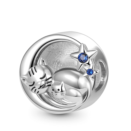 Gnoce Embrace Love Cat & Baby Charm Platinum-plated Silver Blend_1