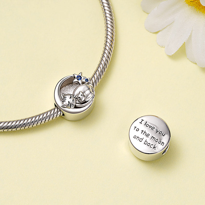 Gnoce Embrace Love Cat & Baby Charm Platinum-plated Silver Blend_3