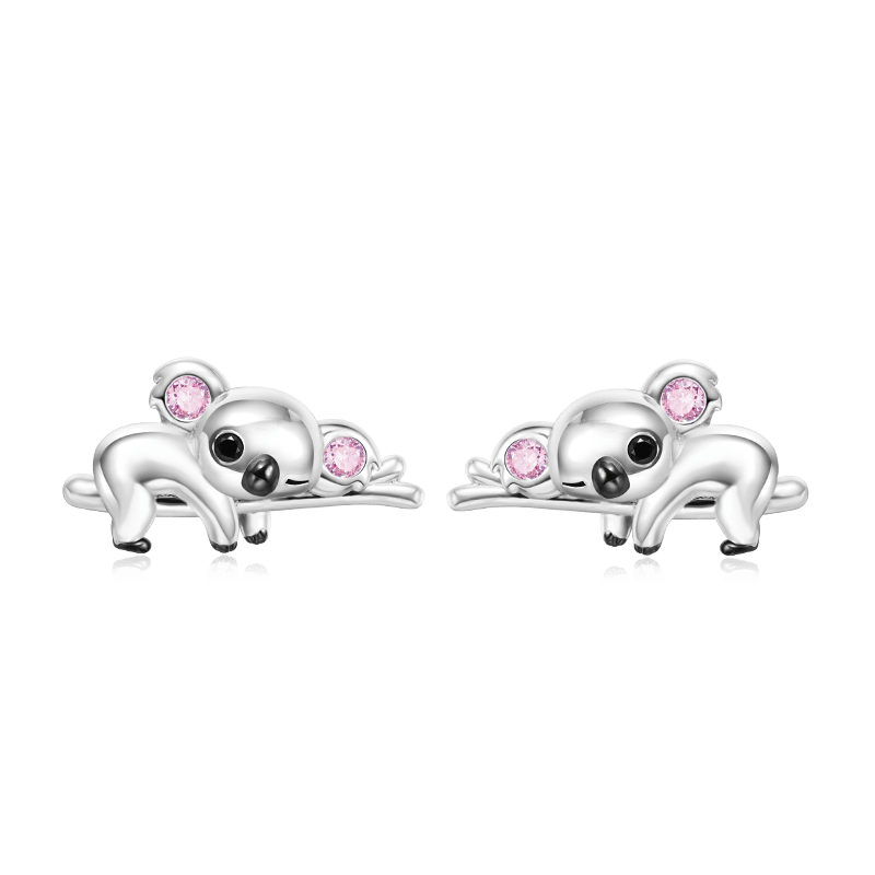Gnoce Slothful Koala Bear Stud Earrings Platinum-plated Silver Blend_1