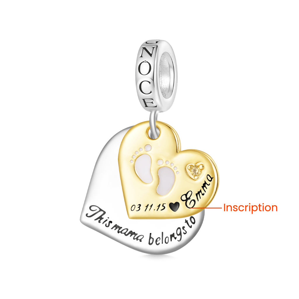 Gnoce Double Heart Engravable Birthstone Pendant Dangle Charm_2