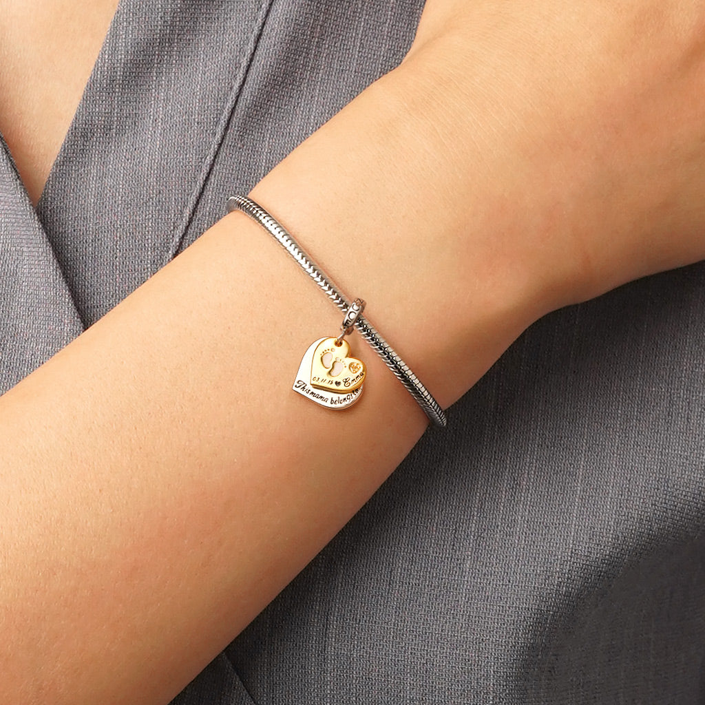 Gnoce Double Heart Engravable Birthstone Pendant Dangle Charm_6