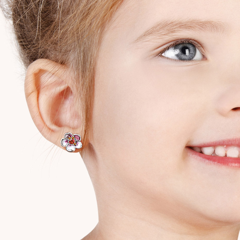 Gnoce Pink Cherry Blossoms Stud Earrings_4