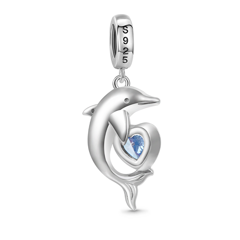Gnoce Dolphin Embraces Heart Gem Pendant Dangle Charm_2