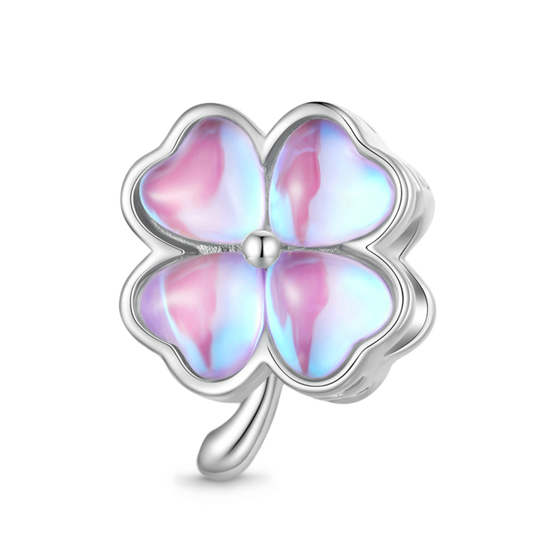 Gnoce Pink Heart Four Leaf Clover Charm_1