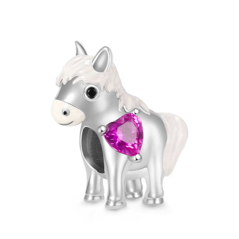 Gnoce Chinese Zodiac Horse Embraces Heart Gem Charm_1