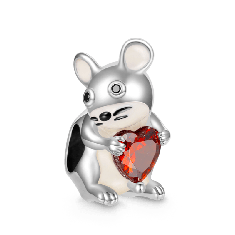 Gnoce Chinese Zodiac Rat Embraces Heart Gem Charm_1