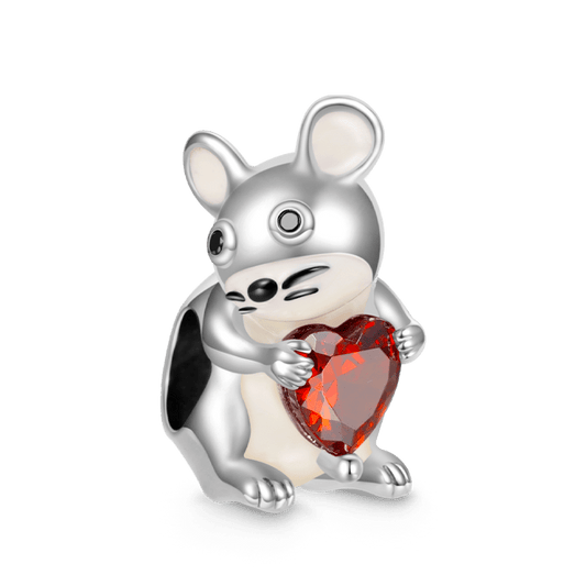 Gnoce Chinese Zodiac Rat Embraces Heart Gem Charm_1