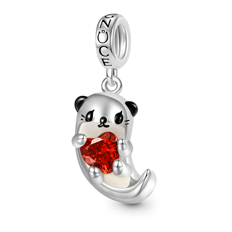 Gnoce Lovely Otter Embraces Heart Gem Charm_1