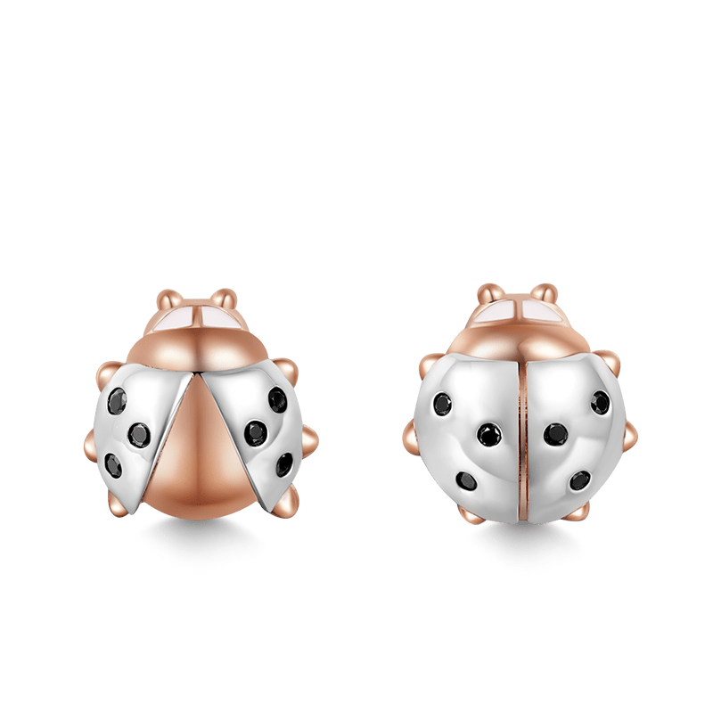 Gnoce Cute Ladybug Stud Earrings Platinum-plated Silver Blend_1