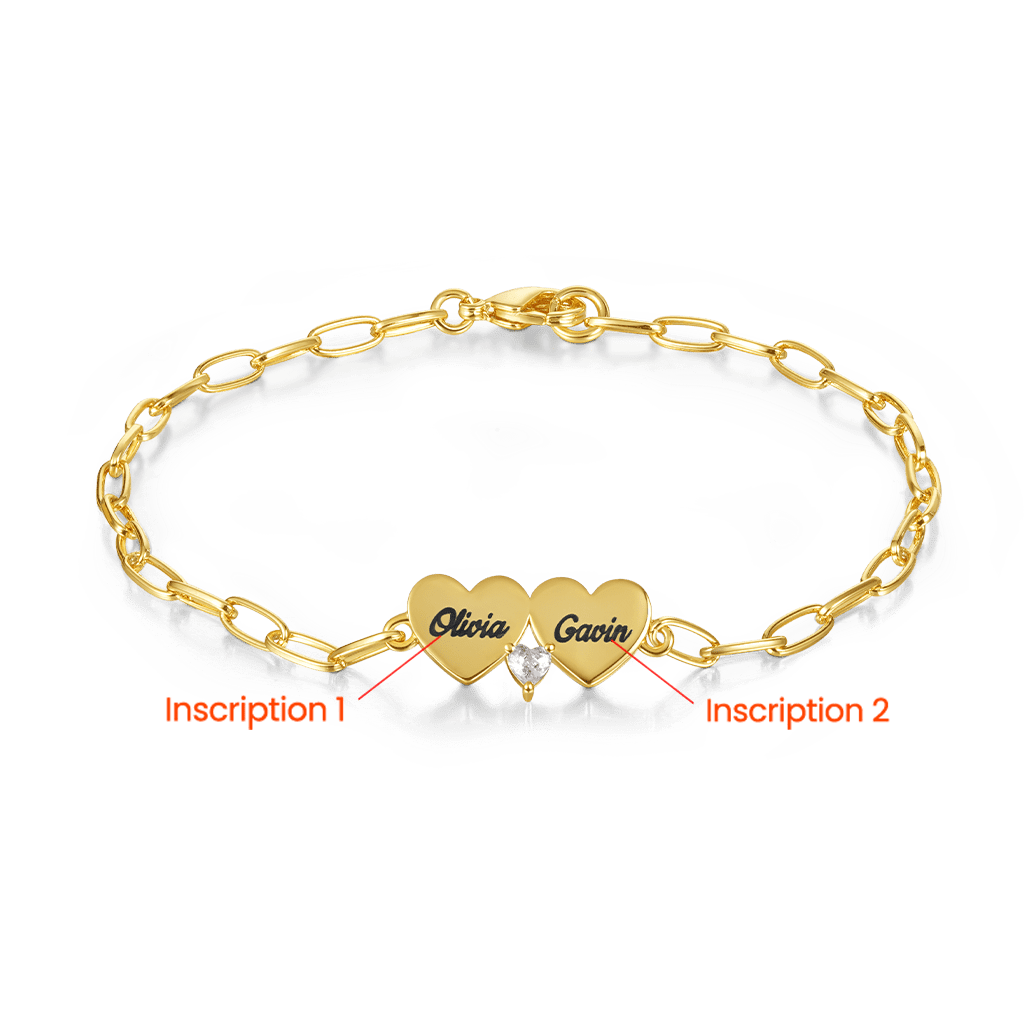 Gnoce Engravable Double Heart Adjustable Bracelet_2