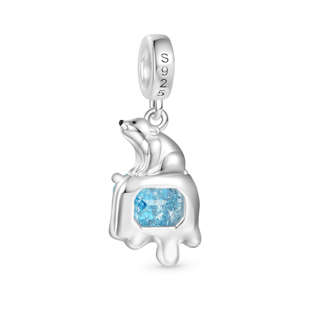 Gnoce Melting Glacier Polar Bear Charm Platinum-plated Silver Blend_2