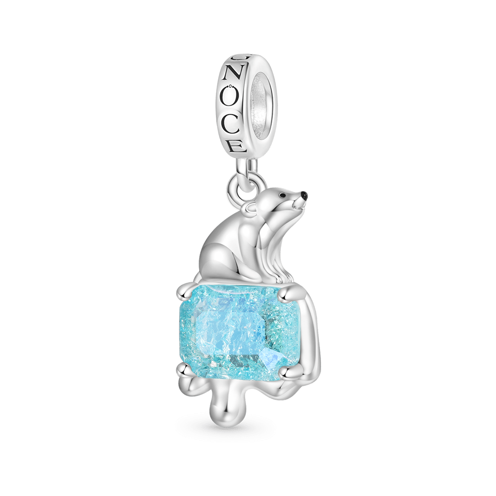 Gnoce Melting Glacier Polar Bear Charm Platinum-plated Silver Blend_1