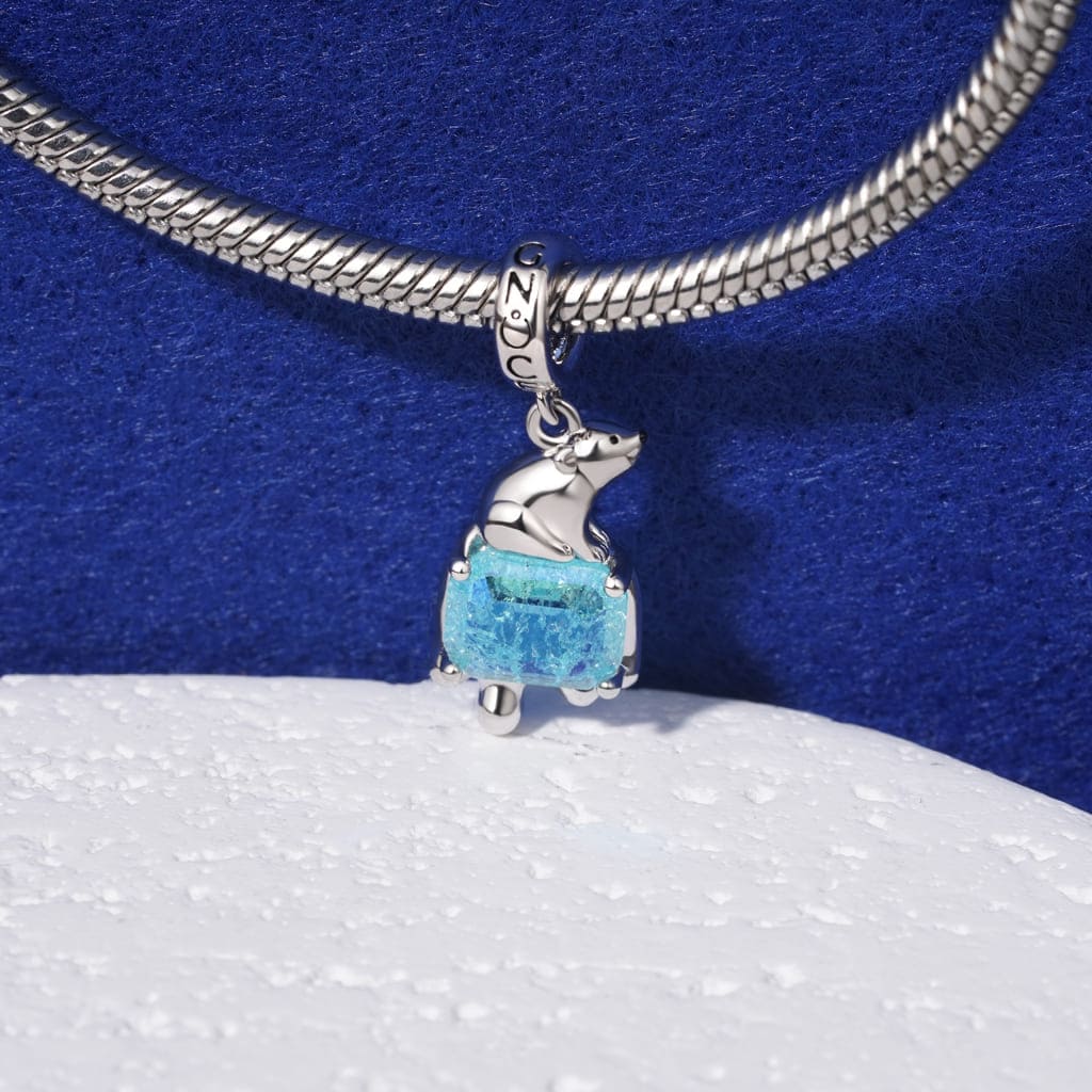 Gnoce Melting Glacier Polar Bear Charm Platinum-plated Silver Blend_3