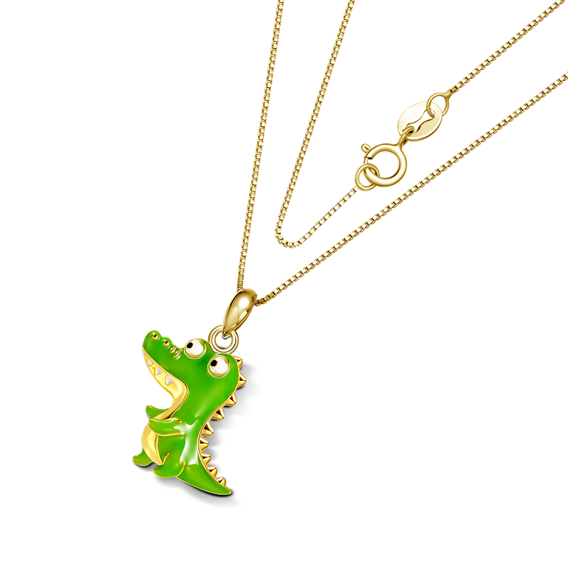 Gnoce Green Crocodile Necklace Platinum-plated Silver Blend_2