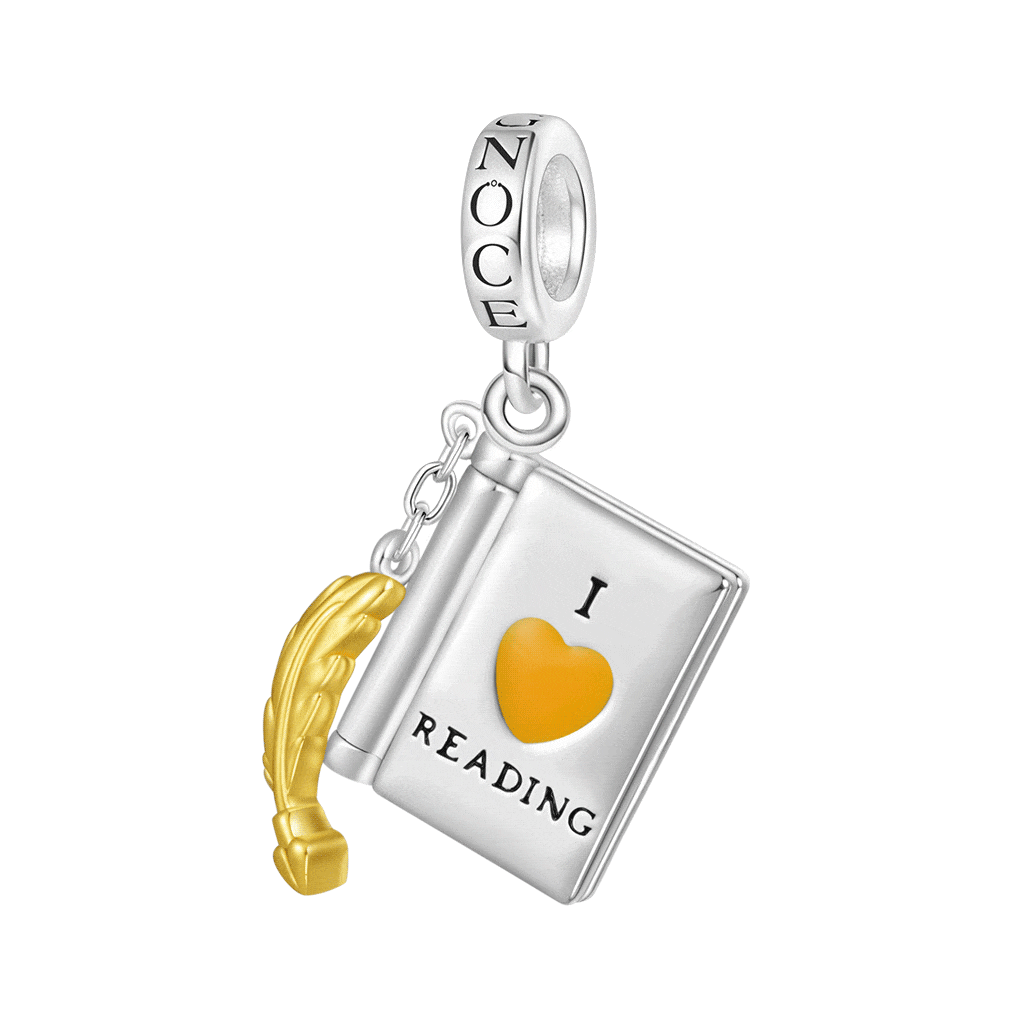 Gnoce “I lOVE READING" Openable Book Charm Platinum-plated Silver Blend_1