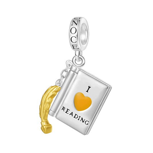 Gnoce “I lOVE READING" Openable Book Charm Platinum-plated Silver Blend_1