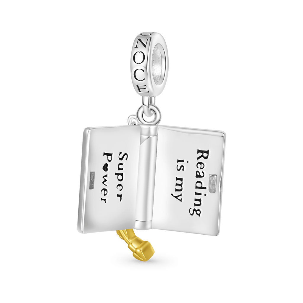 Gnoce “I lOVE READING" Openable Book Charm Platinum-plated Silver Blend_3