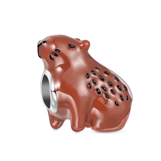 Gnoce Kawaii Brown Capybara Charm Platinum-plated Silver Blend_1