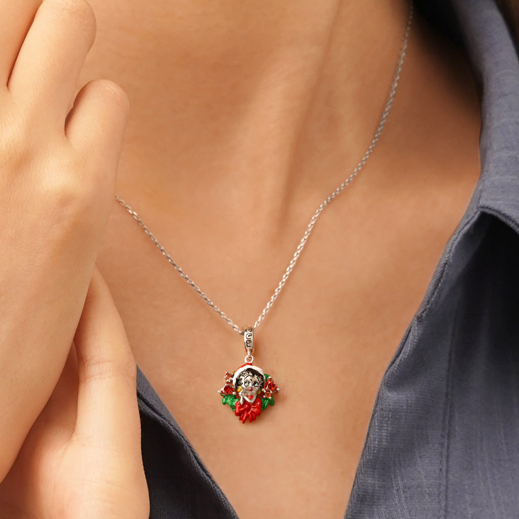 Gnoce Betty Boop Christmas Wreath Pendant Dangle Charm_5