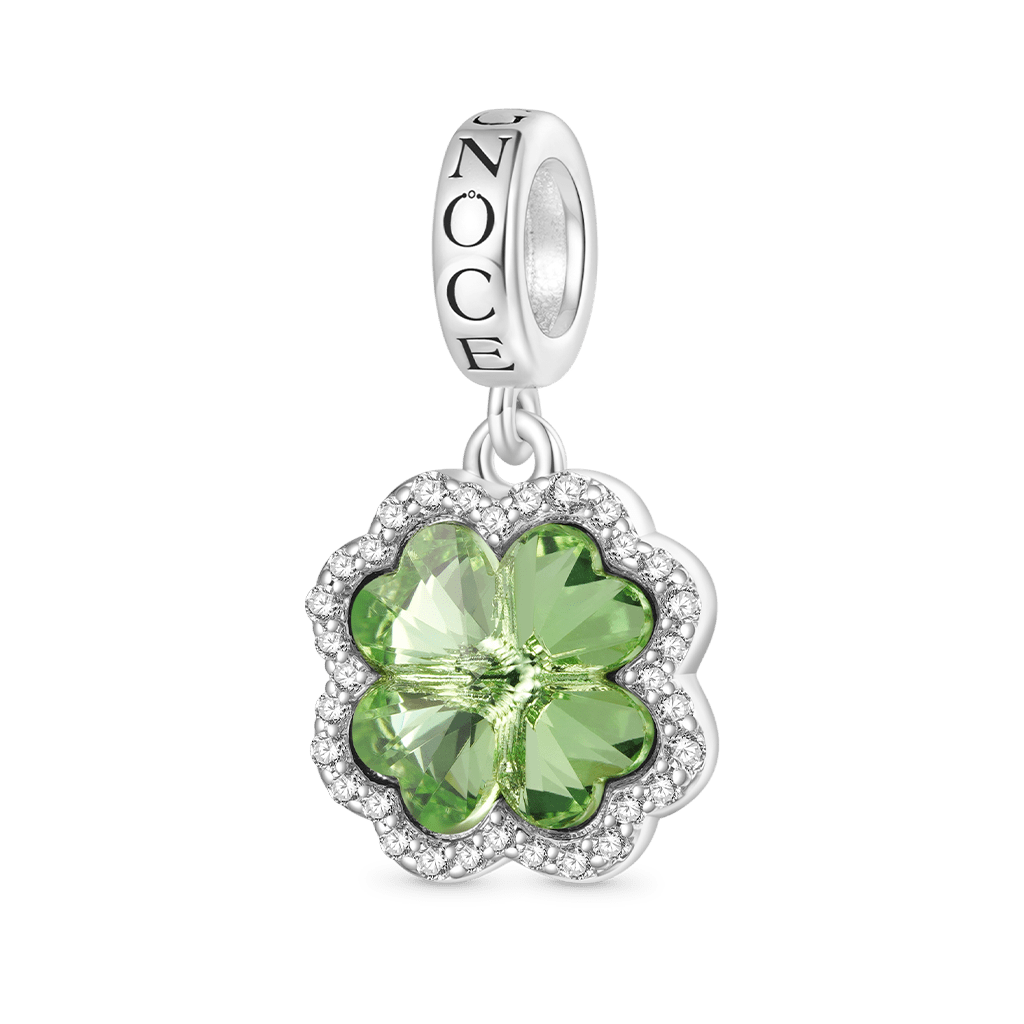 Gnoce Lucky Green Four-leaf Clover Charm Platinum-plated Silver Blend_1