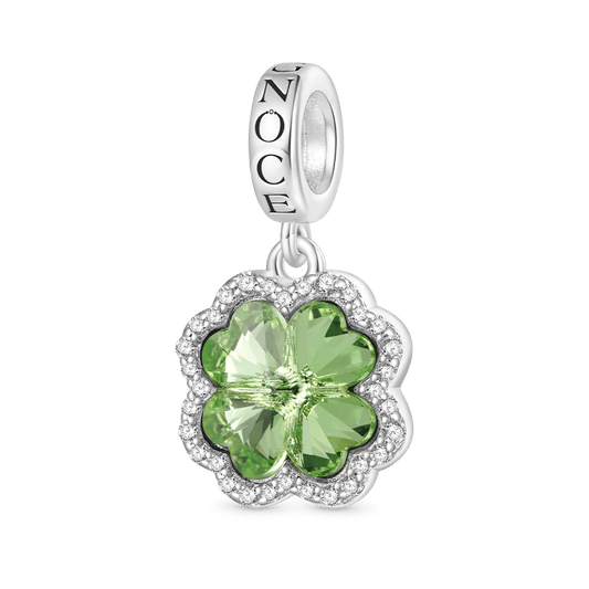 Gnoce Lucky Green Four-leaf Clover Charm Platinum-plated Silver Blend_1