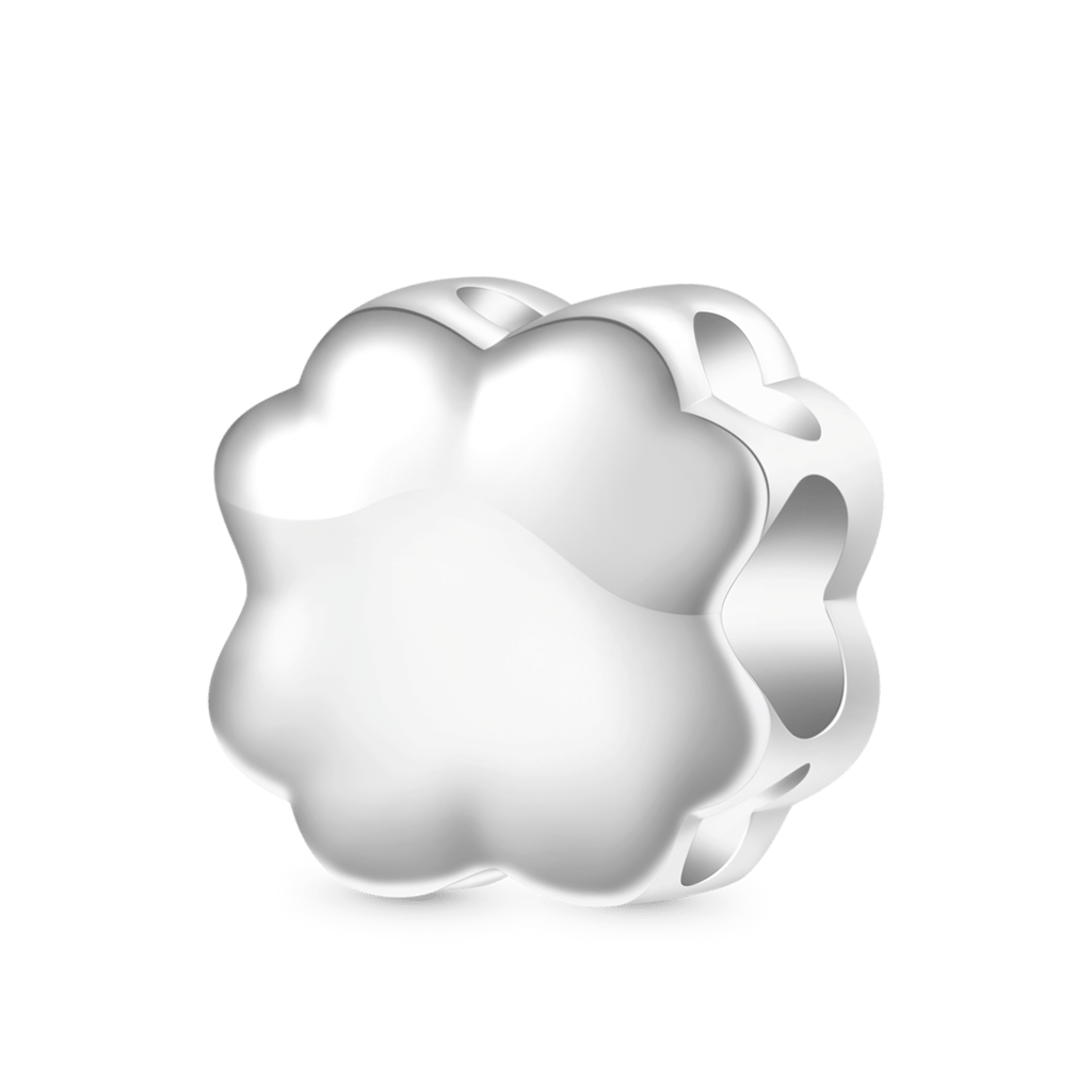 Gnoce Lucky Purple Four-leaf Clover Charm Platinum-plated Silver Blend_2