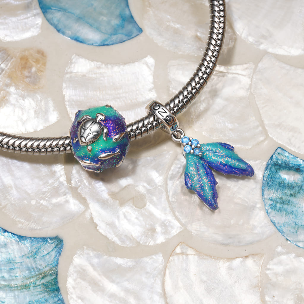 Gnoce Summer Ocean Series Round Charm Platinum-plated Silver Blend_3