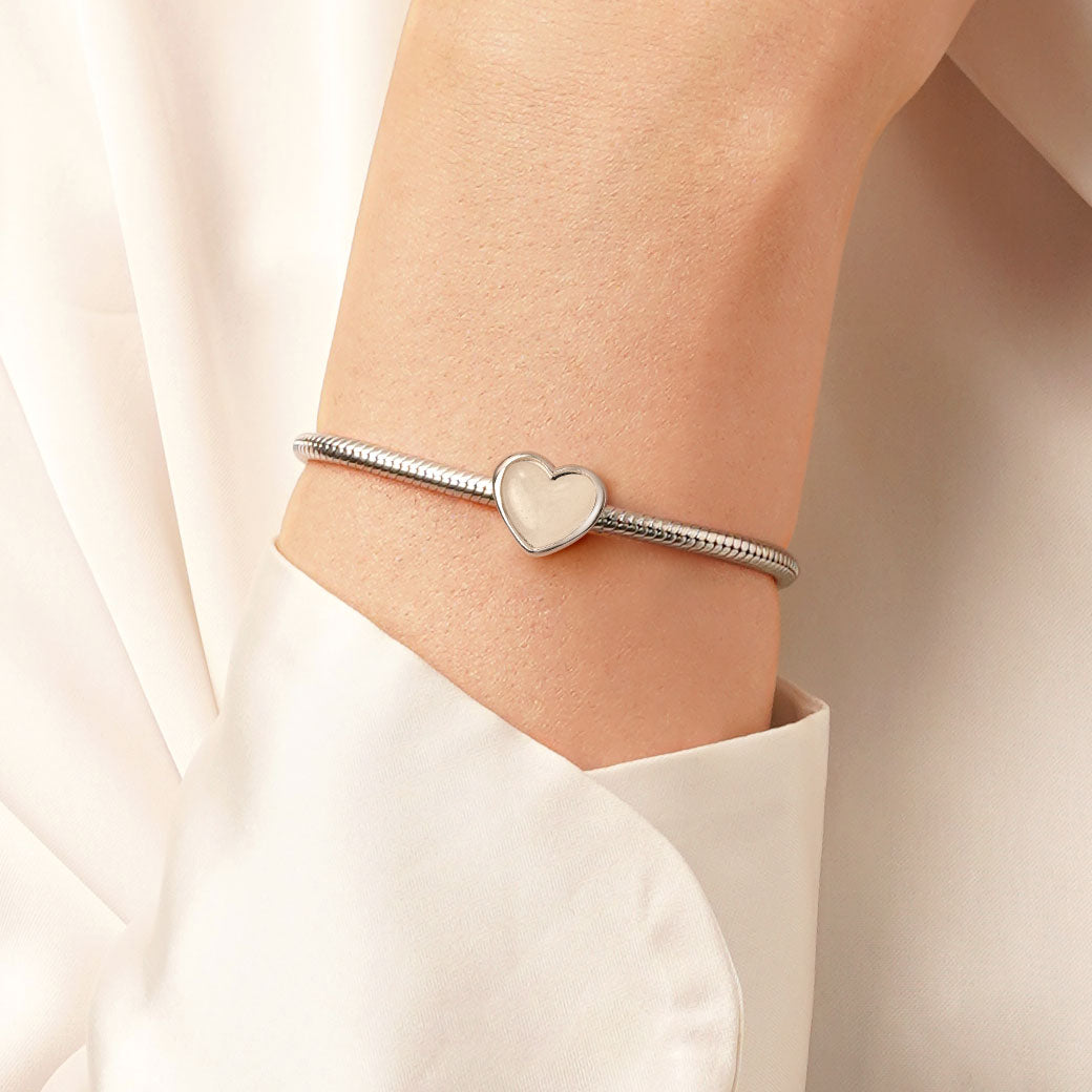Gnoce Engravable Letter Glow-in-the-dark Heart Charm Platinum-plated Silver Blend_6