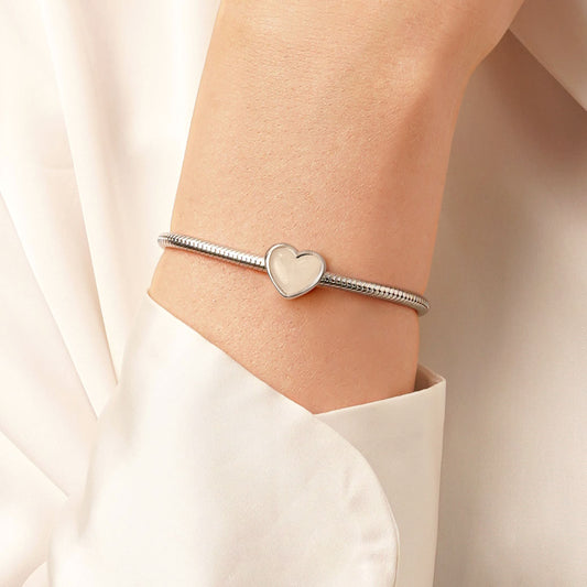 Gnoce Engravable Letter Glow-in-the-dark Heart Charm Platinum-plated Silver Blend_6