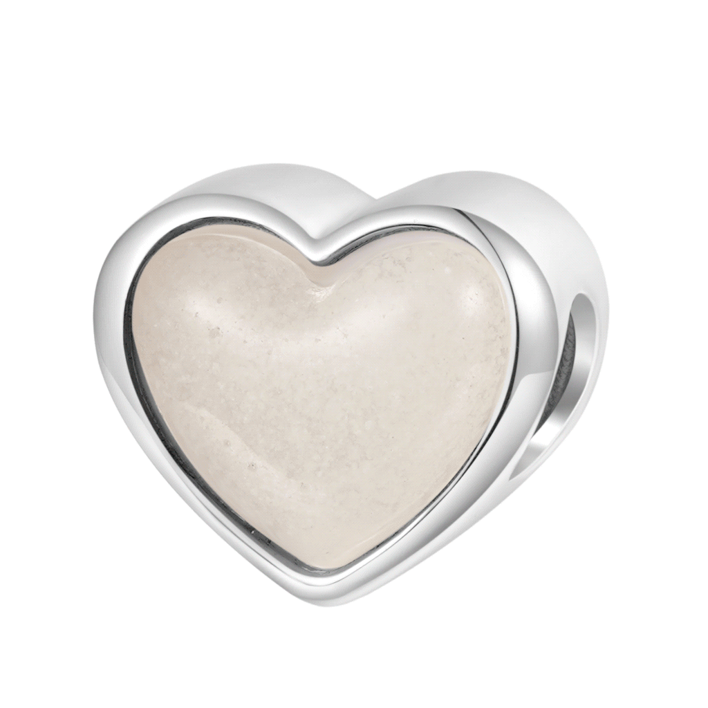 Gnoce Engravable Letter Glow-in-the-dark Heart Charm Platinum-plated Silver Blend_1