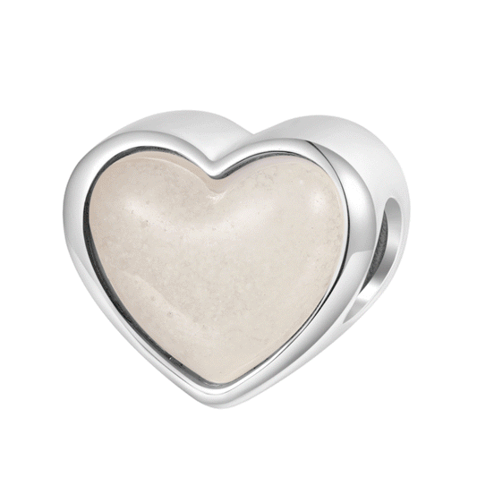 Gnoce Engravable Letter Glow-in-the-dark Heart Charm Platinum-plated Silver Blend_1