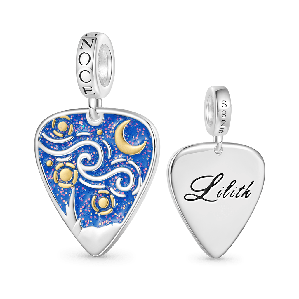 Gnoce Engravable Starry Sky Pattern Guitar Pick Pendant Dangle Charm_1