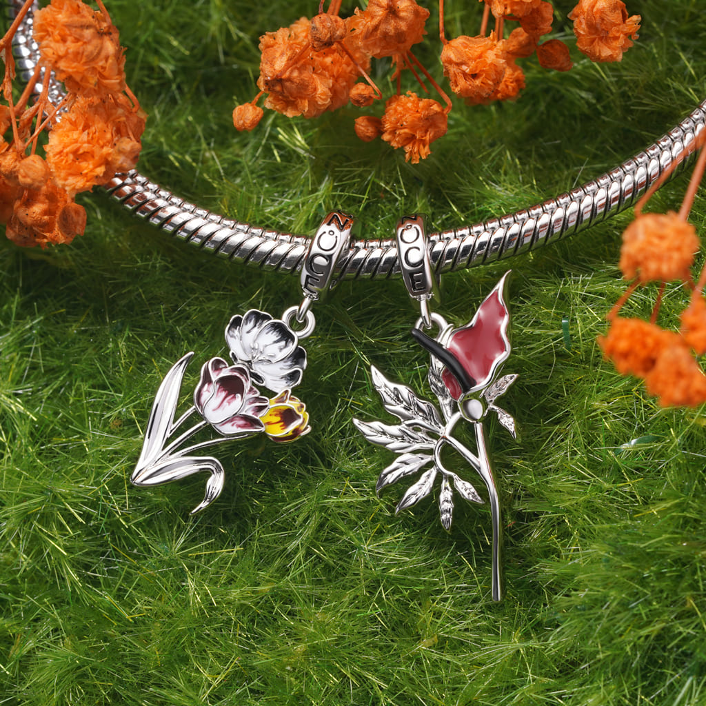 Gnoce Temple of Flora Tulips Pendant Dangle Charm_3